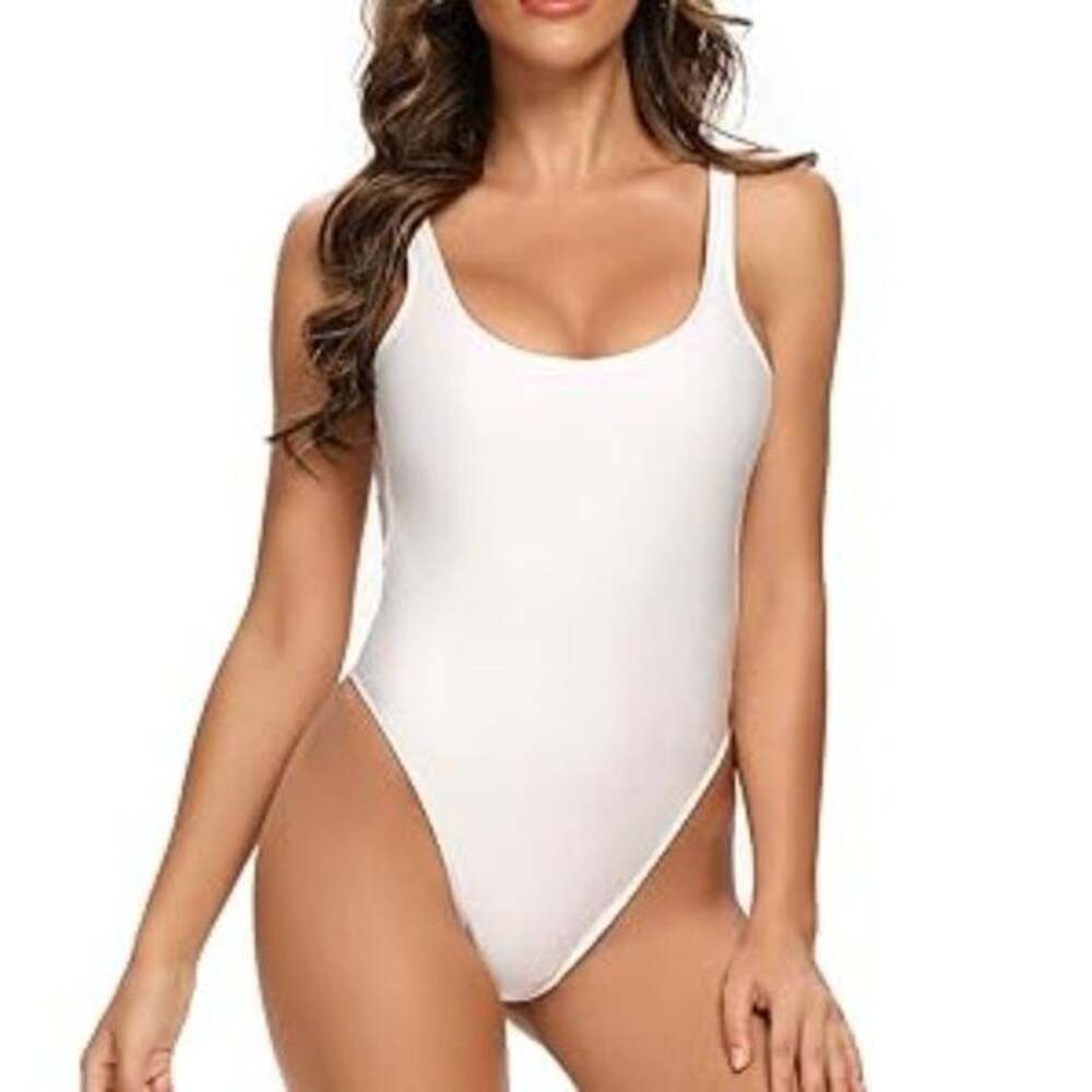 Retro 80s/90s Inspired High Cut Low Back One Piece Swimwear Bathing Suit Size XL
